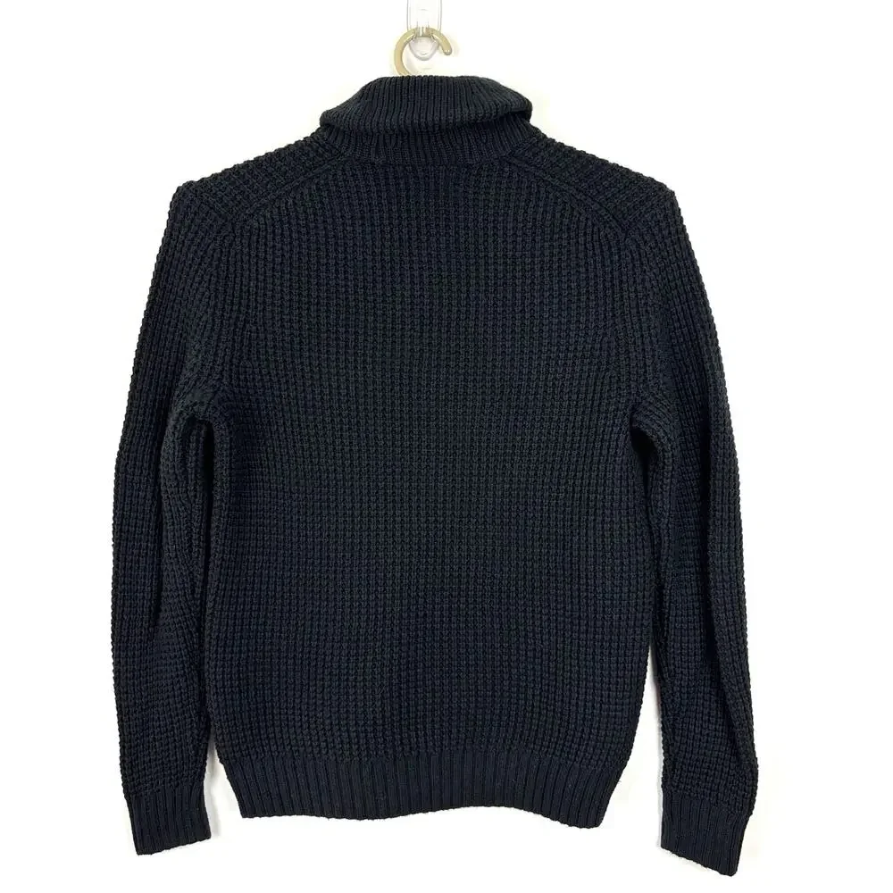 Banana Republic Black Waffle Popover Sweater Shawl Collar Men Medium 735028